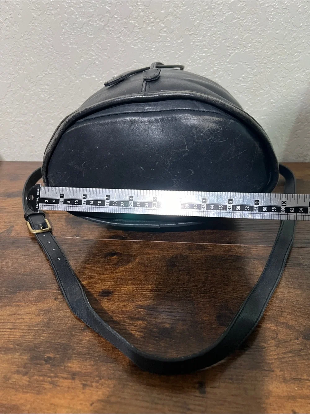 Very RARE Coach Black Leather Drawstring Hobo Bag